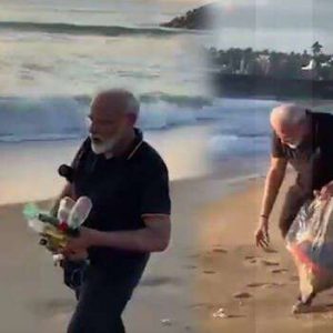 സ്വച്ഛ്ഭാരത്..! കടല്‍തീരത്തെ മാലിന്യങ്ങള്‍ പെറുക്കുന്ന  മോദി- വീഡിയോ കാണാം