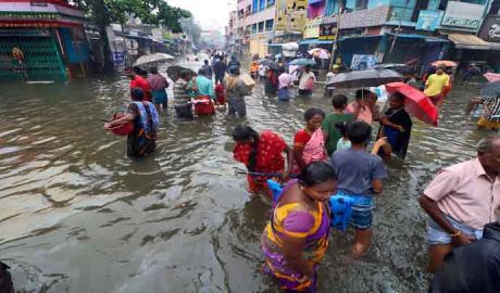 Marina beach flooded after heavy rain
