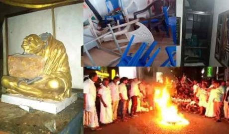 കോഴിക്കോട് കോണ്‍ഗ്രസ് ഓഫീസിന് നേരെ ബോംബേറ്:  ഗാന്ധി പ്രതിമയുടെ തലവെട്ടി” സംസ്ഥാനത്തിന്റെ പല ഭാഗങ്ങളും സംഘര്‍ഷഭരിതം