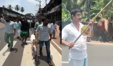 ഇതാണോ കേരളാമോഡൽ?!  തവനൂരിൽ ആടിന്റെ തലയറുത്ത് ലീഗ് പ്രവർത്തകരുടെ ‘താലിബാൻ മോഡൽ’ ആഹ്ളാദപ്രകടനം