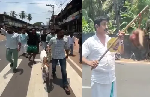 ഇതാണോ കേരളാമോഡൽ?!  തവനൂരിൽ ആടിന്റെ തലയറുത്ത് ലീഗ് പ്രവർത്തകരുടെ ‘താലിബാൻ മോഡൽ’ ആഹ്ളാദപ്രകടനം